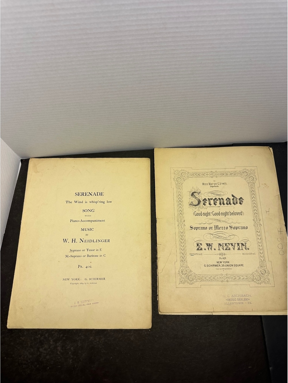 Antique 1884 1889 Sheet Music Lot Serenade Nevin Neidlinger G Schirmer